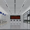 Bright Modern Public Lobby With Information Display Board Direction Signs And Self Service Kiosks