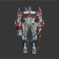 Sci Fi Robot Character With Detailed Red Blue Mechanical Structure And Truck Head