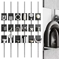 Modern Minimalist Storage Shelving Units With Geometric Shapes And Curved Design In Black White Gray