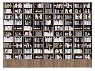 Home Library Wooden Bookcase With Multiple Shelves And Numerous Well Organized Books 3d model