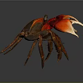 Vibrant Red Clawed Crab With Brown Body And Detailed Exoskeleton Close Up