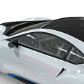 BMW i8 White Sports Car Exterior Design with Black Accents and Blue Trim