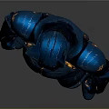 Futuristic Blue Superhero Armor With Yellow Accents And Modern Design