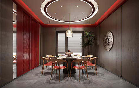 Modern Room Catering Hot Pot Restaurant Box 3d model