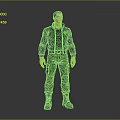 3D Male Character Model Wearing Black Jacket Gray Pants And Boots Standing