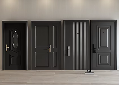 Entry door modern door security door single door password door lock 3d model