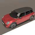 Red Mini Five Door Hatchback Car With Black Roof And Black Wheels Modern Design