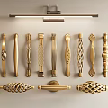 Various Golden Furniture Handles With Intricate Designs And Decorative Styles
