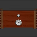 Red Wooden Cigar Box With Transparent Glass Lid Showing Cigars Inside And Round Gauge