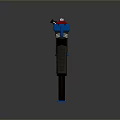 Futuristic Red And Blue Pistol With Detailed Design And Grip Features
