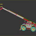 Red And White Industrial Telehandler With Extendable Boom And Operator Cab 3d model