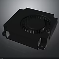 Black Mechanical Component With Square Base Circular Center And Toothed Rim