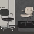 Black and Beige Modern Leather Office Chair with Armrests Swivel and Adjustable Metal Base