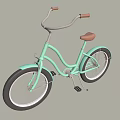 Light Green Bicycle with Brown Seat and Handlebars Black Wheels and White Rims Vintage Style