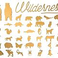 Golden Wilderness Themed Animal Shaped Wall Decor With Various Wildlife Figures