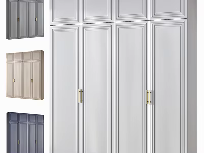 Modern White Wardrobe Design With Gold Handles And Multi Color Options 3d model