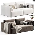 Modern Two Seater Sofa With Pillows Blanket And Multiple Color Options 3d model