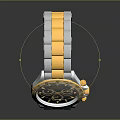 Luxury Two Tone Gold And Silver Strap Watch With Black Dial And Diamond Accents