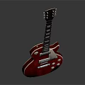 Red Electric Guitar With Black Neck And White Accents For Home Living