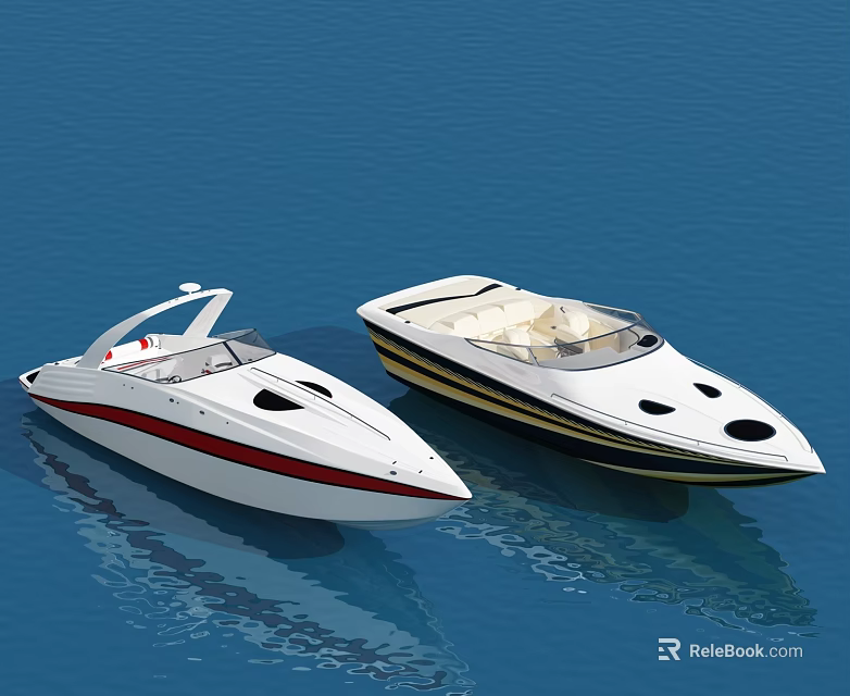 Two Luxury Yachts Floating On Blue Water 3d model 