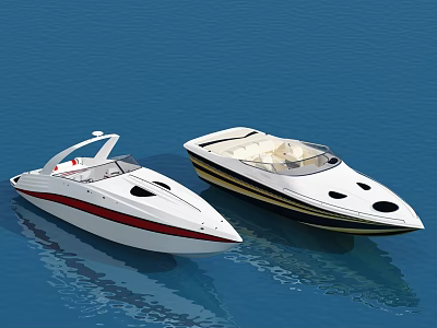 Two Luxury Yachts Floating On Blue Water 3d model