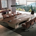 Modern Office Meeting Room Large Meeting Room Open Meeting Room Meeting Table and Chair Combination Desk Office Chair Filing Cabinet Chandelier Office Jewelry Ornaments 3d model