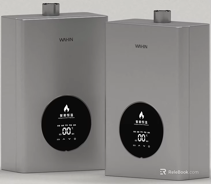 WUHIN Silver Gas Water Heaters With Digital Display And Temperature Control 3d model 