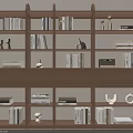 Modern Wooden Bookcase Interior Design With Books Decorative Items And Shelves