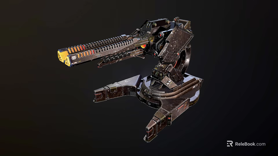 Futuristic Mechanical Device With Complex Metal Structure Ammunition Slots And Articulated Joints 3d model 