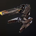 Futuristic Mechanical Device With Complex Metal Structure Ammunition Slots And Articulated Joints