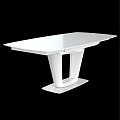 Modern Dining Table Design With White Geometric Base And Black Tabletop