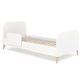 White Children's Bed With Curved Headboard Footboard Light Wood Legs And Wooden Slat Base