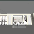 Service Hall Interior Design With Reception Desk Seating Area And Display Screens