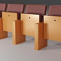 Public Chairs with Orange Frames and Pink Seats Backs Neatly Arranged in Row