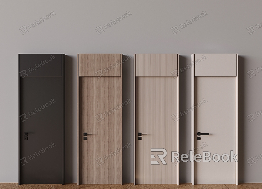 Solid wood bedroom flat door with top indoor single door model