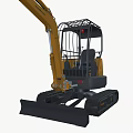 Compact Yellow Industrial Tracked Excavator With Operator Cabin And Hydraulic Arm