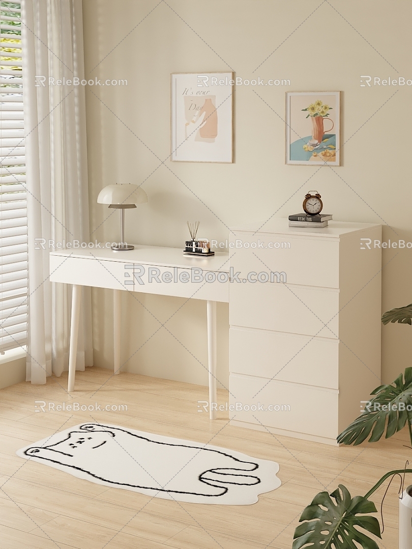 Bedroom dresser dresser chair combination 3d model