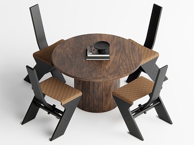 Quiet wind table and chair combination 3d model