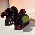 Outdoor Activity Passage Curved Black Structure With Green Panel Red Details And Sunset Sky