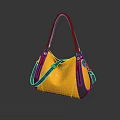 Stylish Yellow Leather Handbag With Black Straps And Top Handle Design