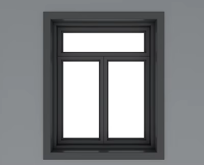 Stylish Casement Window With Double Panel Black Frame Modern Home Design 3d model