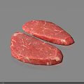 Fresh Raw Beef Steak Two Pieces Of Red Meat On Blue Background
