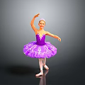 Young Female Ballet Dancer Wearing Purple Tutu With Tiara Performing Dance Pose