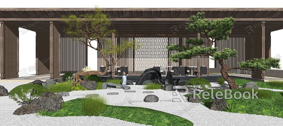 New Chinese Courtyard Landscape Setches Courtyard Landscape model