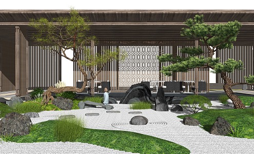 New Chinese Courtyard Landscape Setches Courtyard Landscape 3d model