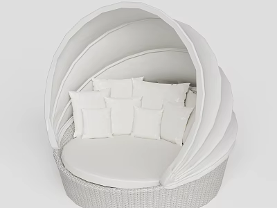 Modern White Shell Shaped Lazy Sofa With Soft Cushions And Woven Design 3d model