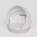 Modern White Shell Shaped Lazy Sofa With Soft Cushions And Woven Design 3d model