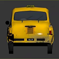 Vintage Yellow Taxi With Black And Yellow Stripes On Body And Roof Light