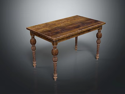 Classic Wooden Dining Table With Rectangular Tabletop And Ornate Carved Legs 3d model