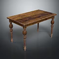Classic Wooden Dining Table With Rectangular Tabletop And Ornate Carved Legs